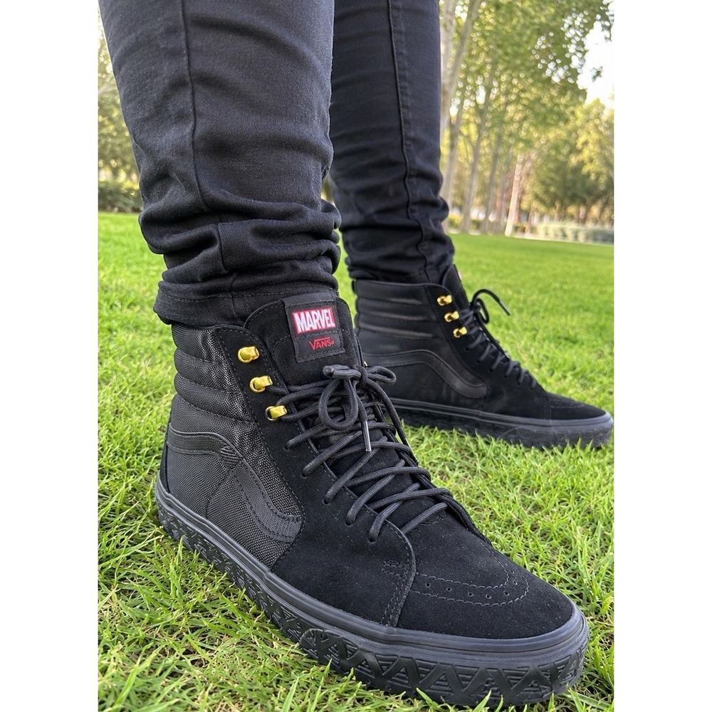 VANS x Marvel Sk8-Hi Black High Top Suede Lace-Up Skate Sneakers Men